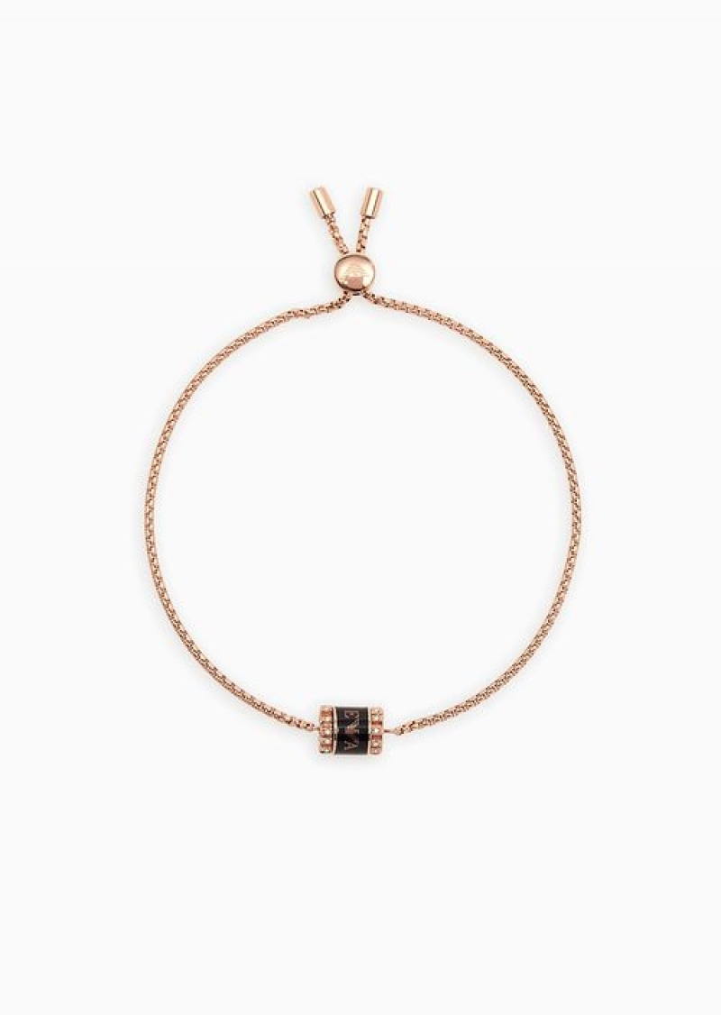 Rose Gold Emporio Armani Emporio Armani Rose Gold-tone Stainless Steel Slider Bracelet | EA-SN57485