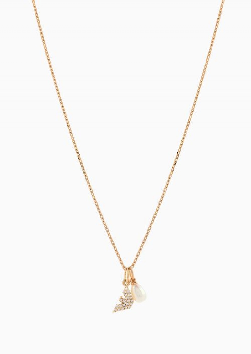 Rose Gold Emporio Armani Rose Gold-tone Sterling Silver Pendant Necklace | EA-SN57542