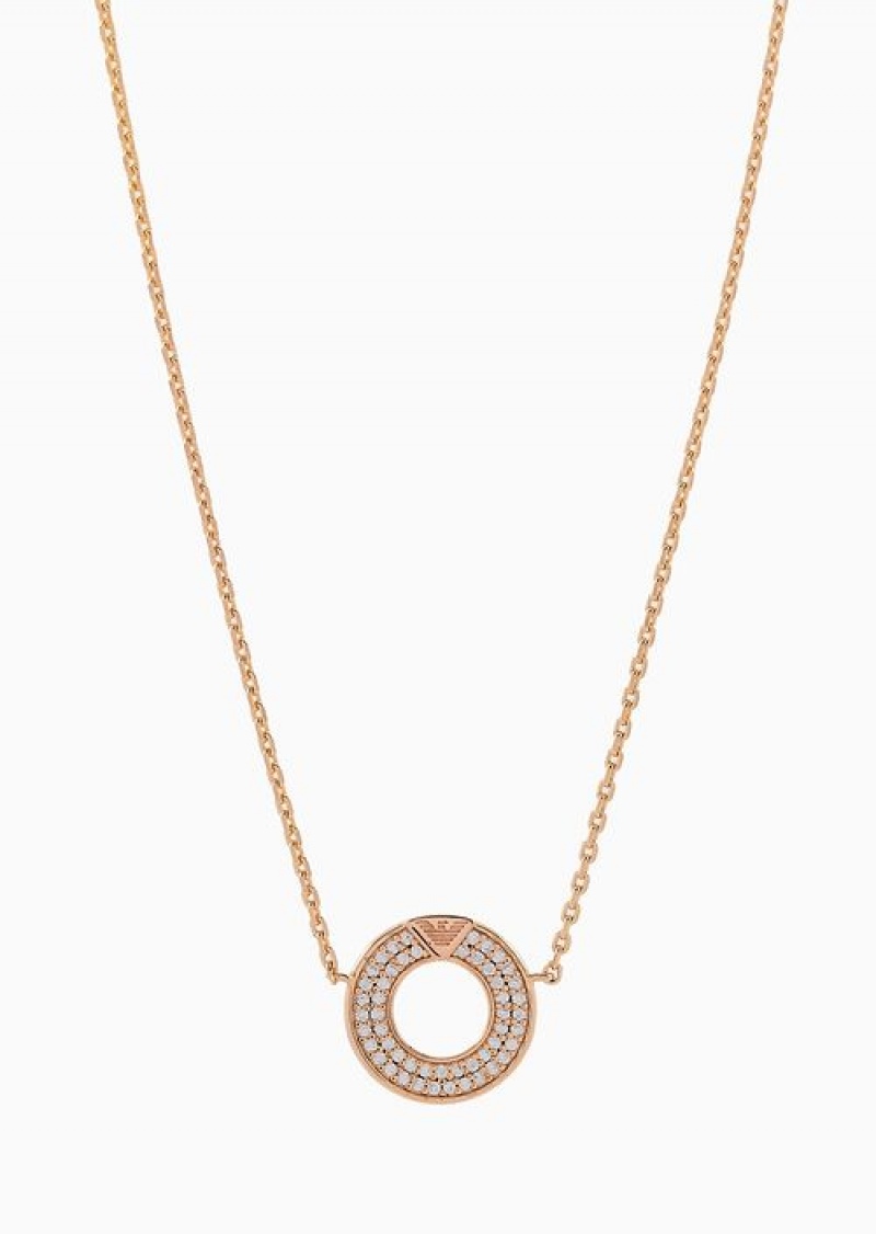 Rose Gold Emporio Armani Rose Gold-tone Sterling Silver Pendant Necklace | EA-SN57560