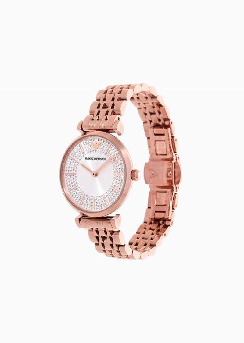 Rose Gold Emporio Armani Two-hand Rose Gold-tone Stainless Steel Watch | EA-SN57663