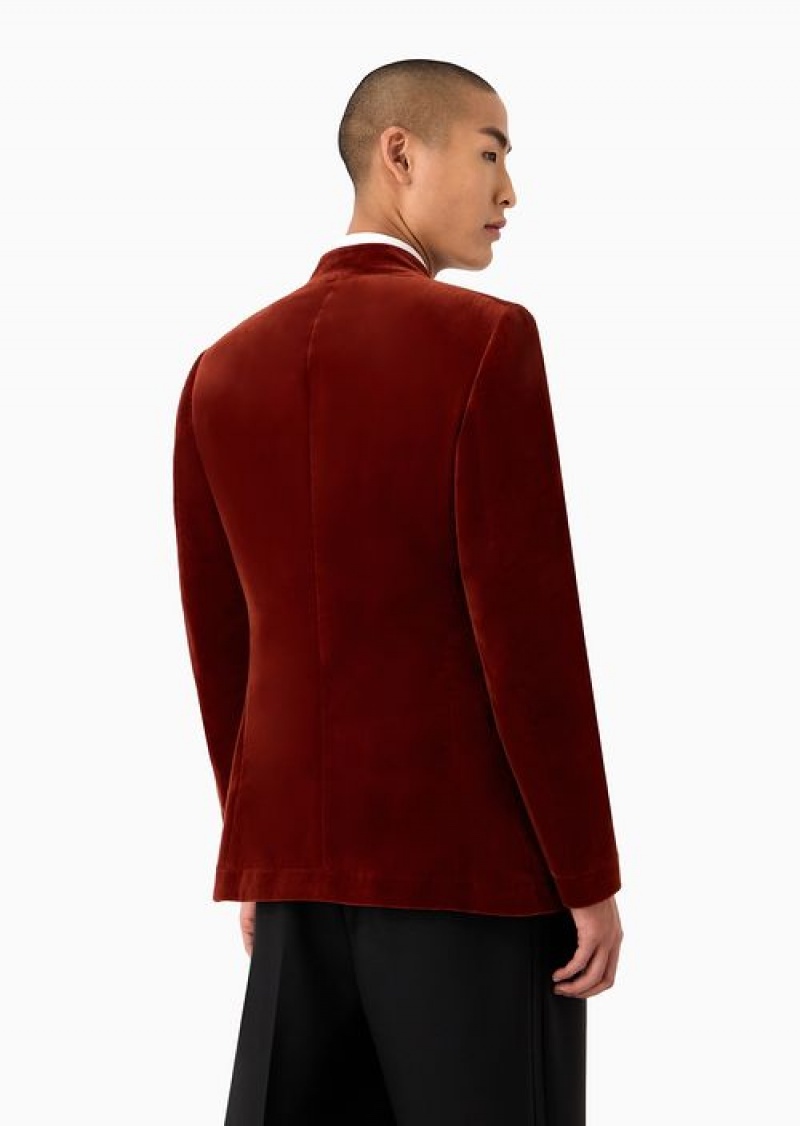 Rust Emporio Armani Double-breasted Velvet Heart Jacket | EA-SN57797