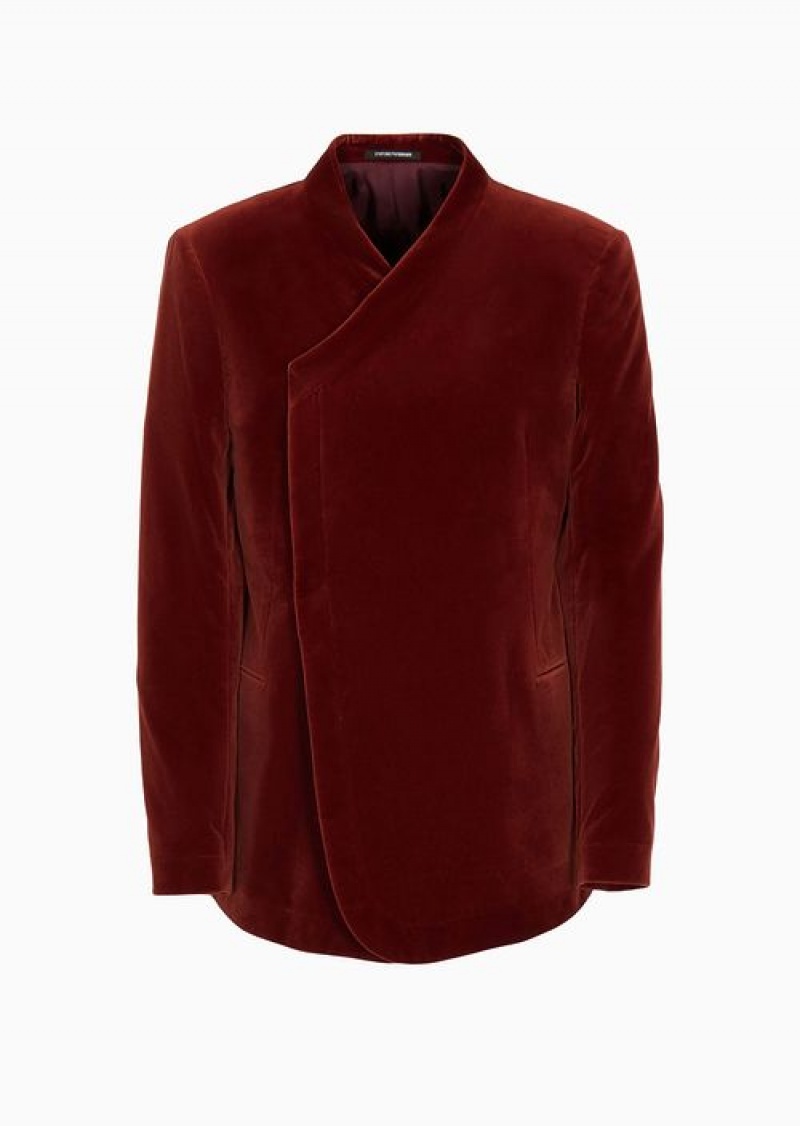 Rust Emporio Armani Double-breasted Velvet Heart Jacket | EA-SN57797