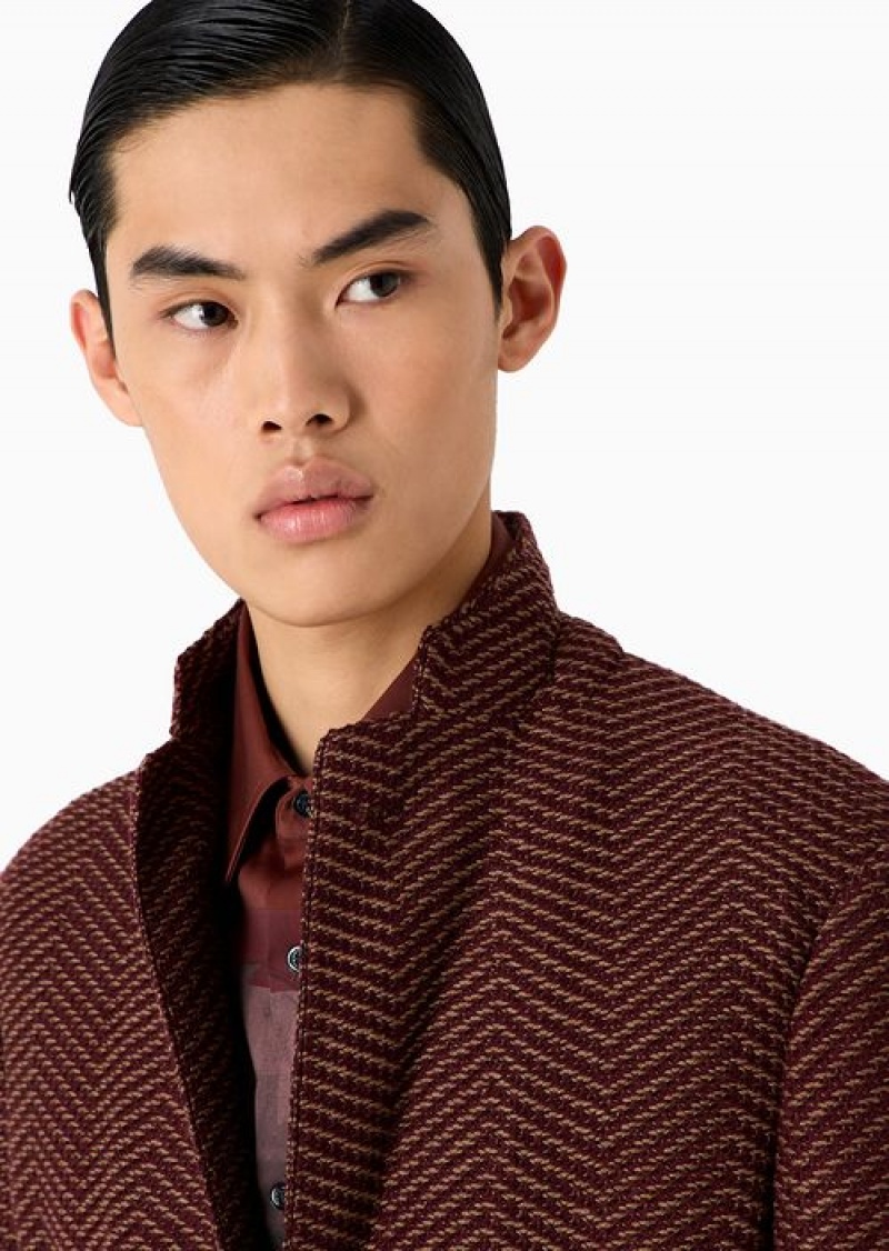 Rust Emporio Armani Single-breasted Jacket In A Two-toned Wool Knit | EA-SN57801