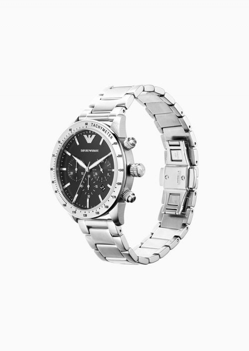 Silver Emporio Armani Chronograph Stainless Steel Watch | EA-SN59321