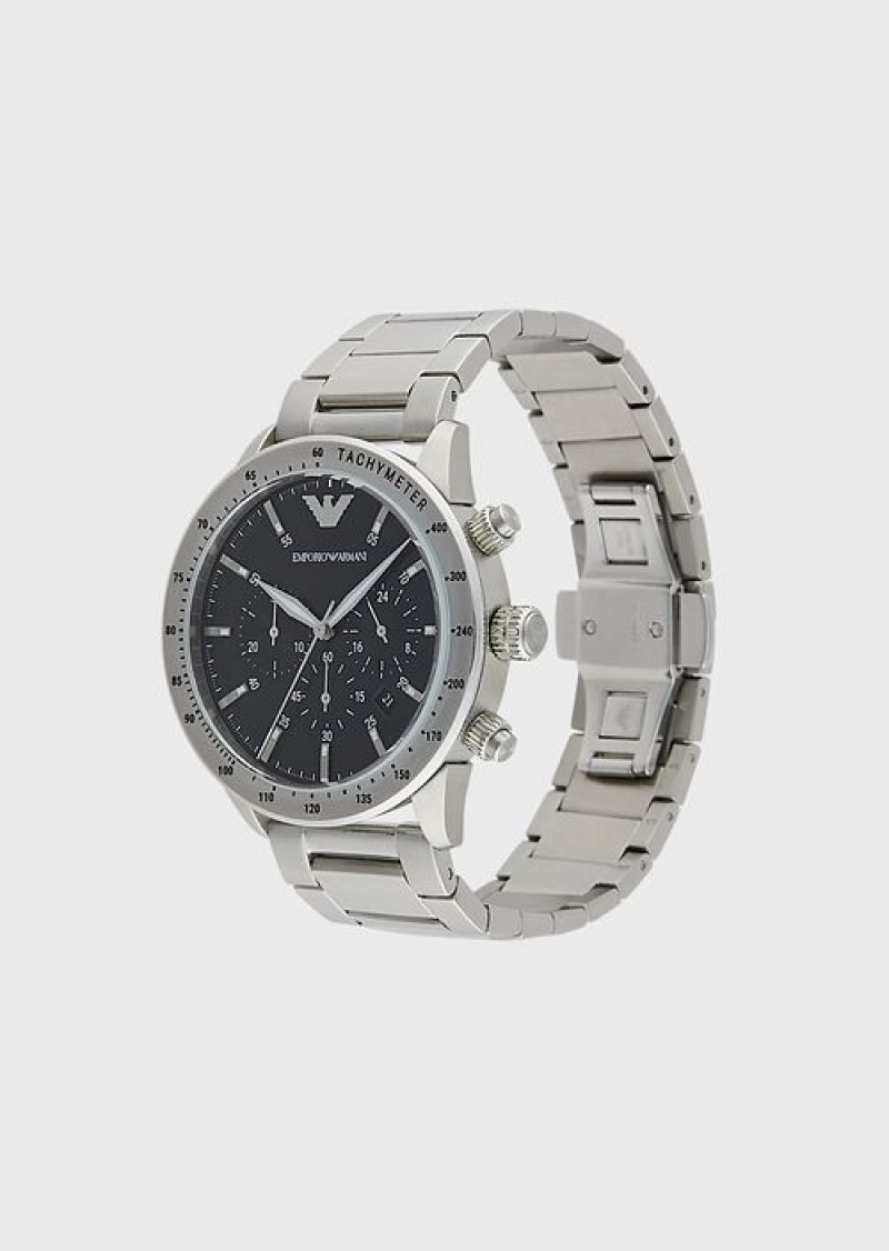 Silver Emporio Armani Chronograph Stainless Steel Watch | EA-SN59321