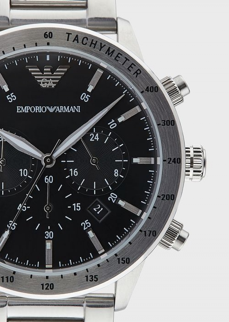 Silver Emporio Armani Chronograph Stainless Steel Watch | EA-SN59321