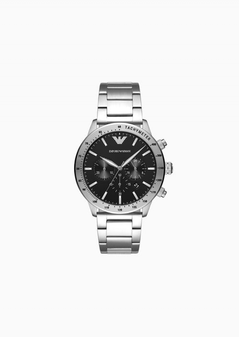 Silver Emporio Armani Chronograph Stainless Steel Watch | EA-SN59321