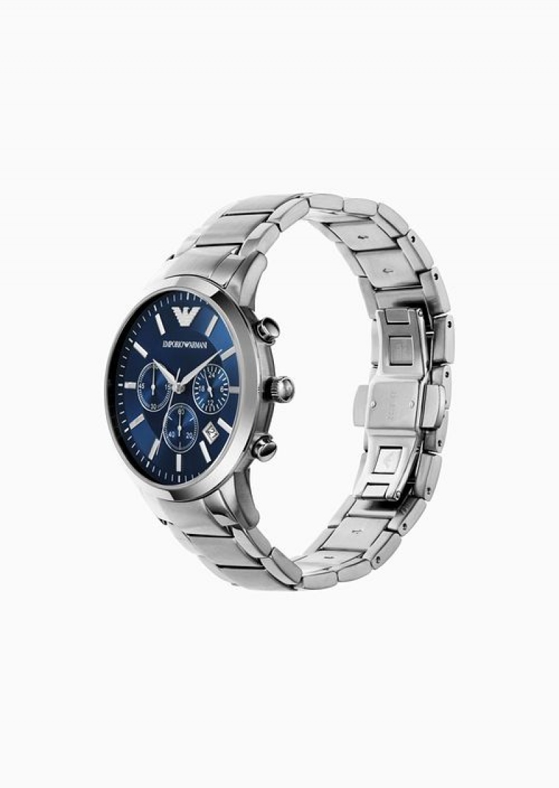 Silver Emporio Armani Chronograph Stainless Steel Watch | EA-SN59355