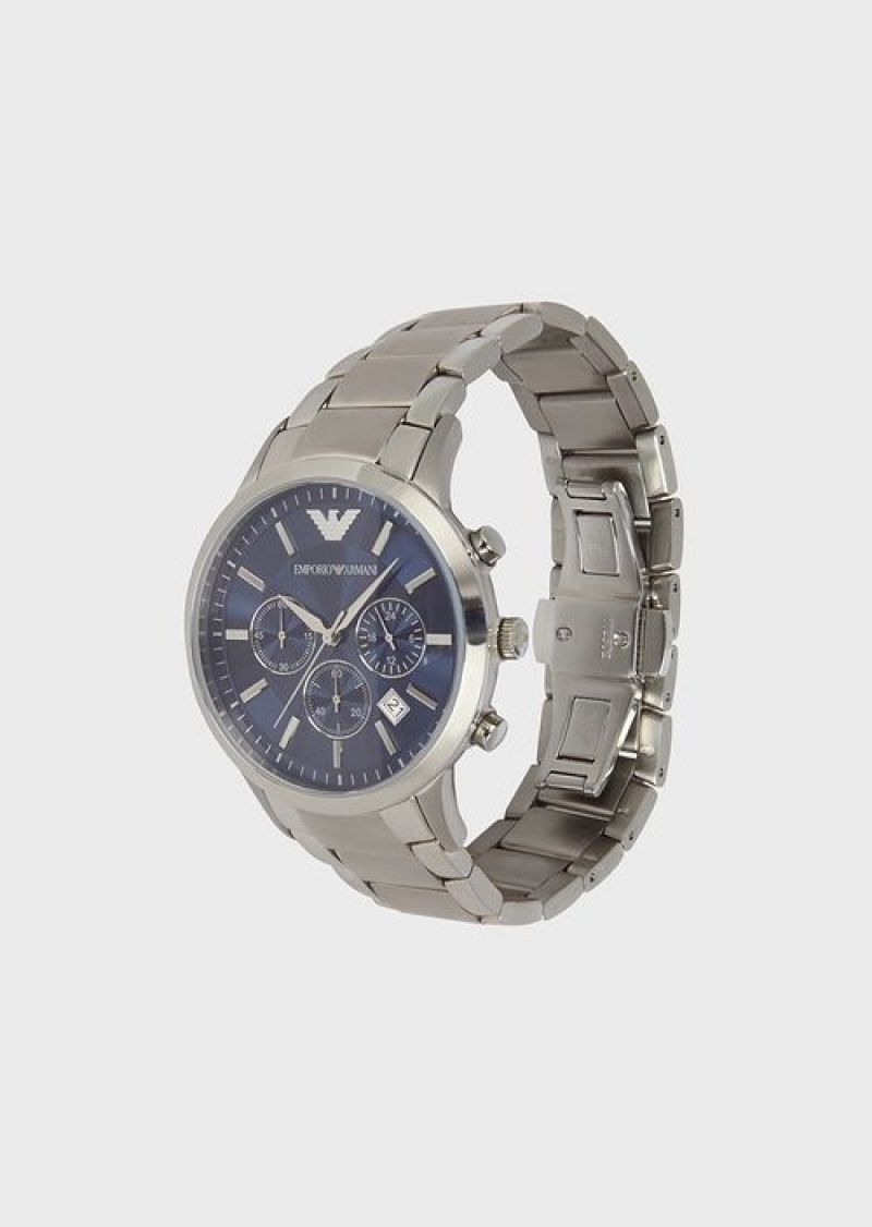 Silver Emporio Armani Chronograph Stainless Steel Watch | EA-SN59355