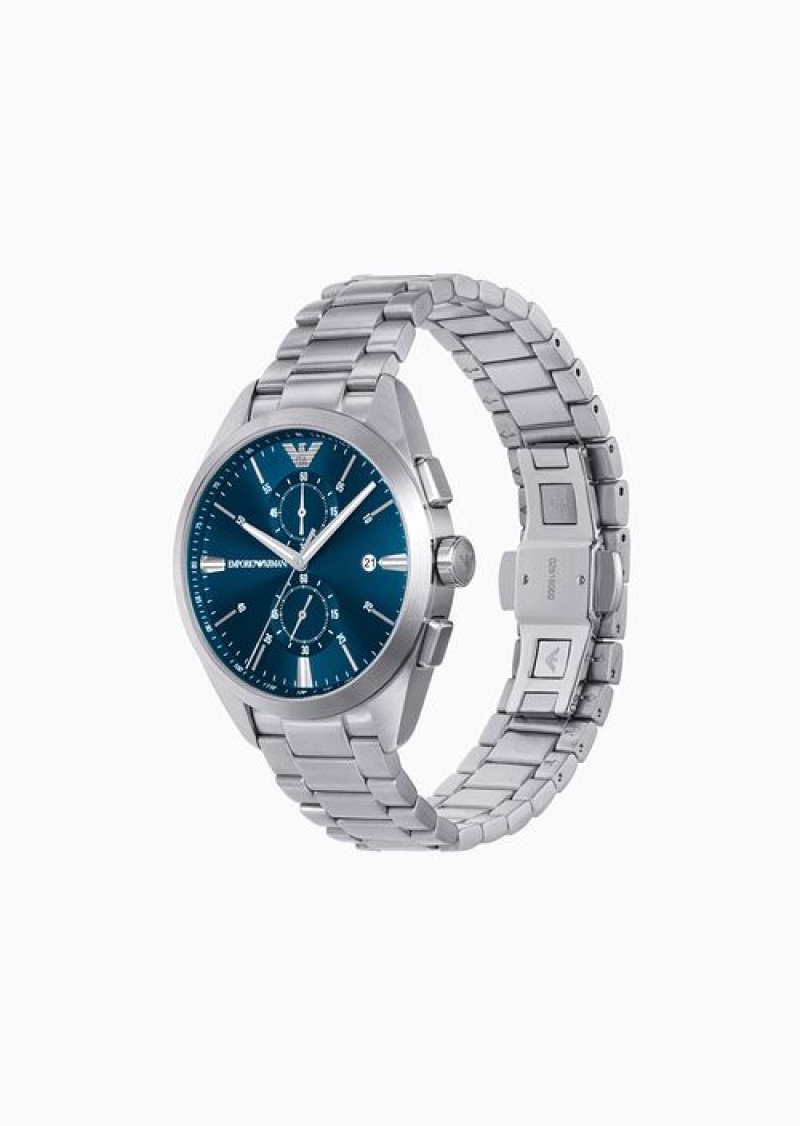 Silver Emporio Armani Chronograph Stainless Steel Watch | EA-SN59361