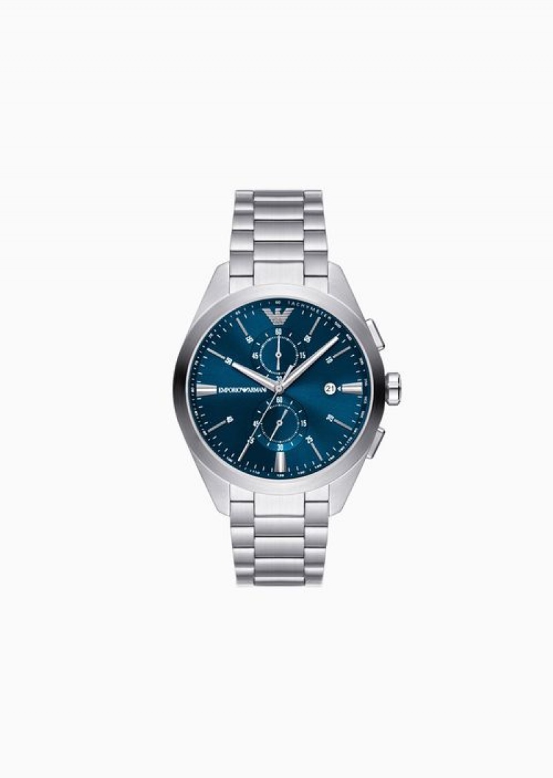 Silver Emporio Armani Chronograph Stainless Steel Watch | EA-SN59361