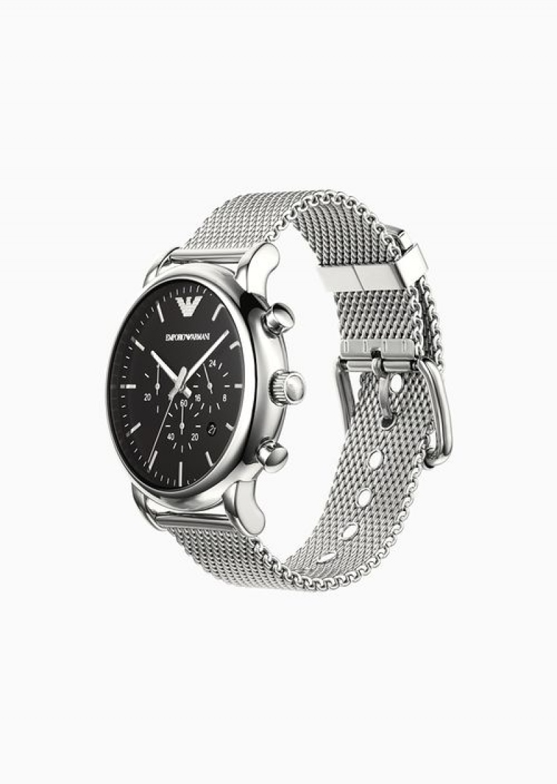 Silver Emporio Armani Chronograph Stainless Steel Watch | EA-SN59368