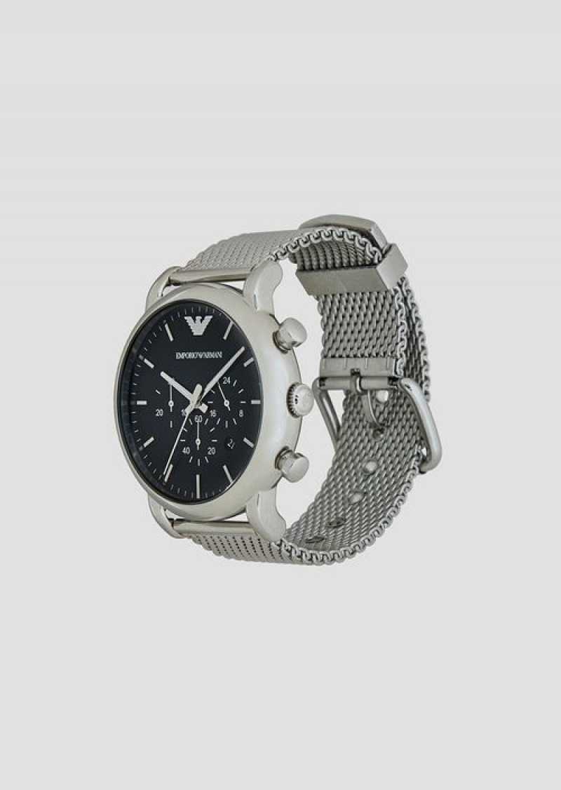 Silver Emporio Armani Chronograph Stainless Steel Watch | EA-SN59368