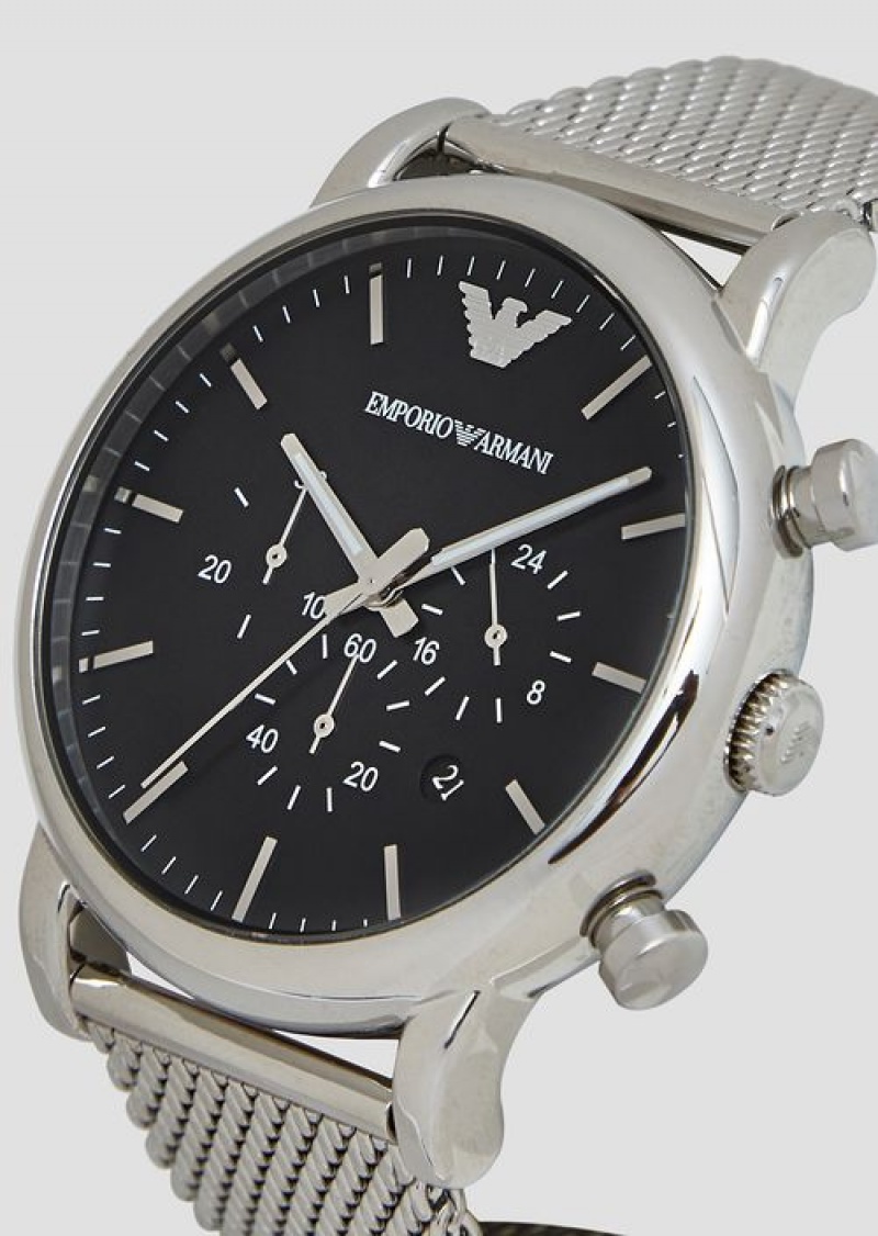 Silver Emporio Armani Chronograph Stainless Steel Watch | EA-SN59368