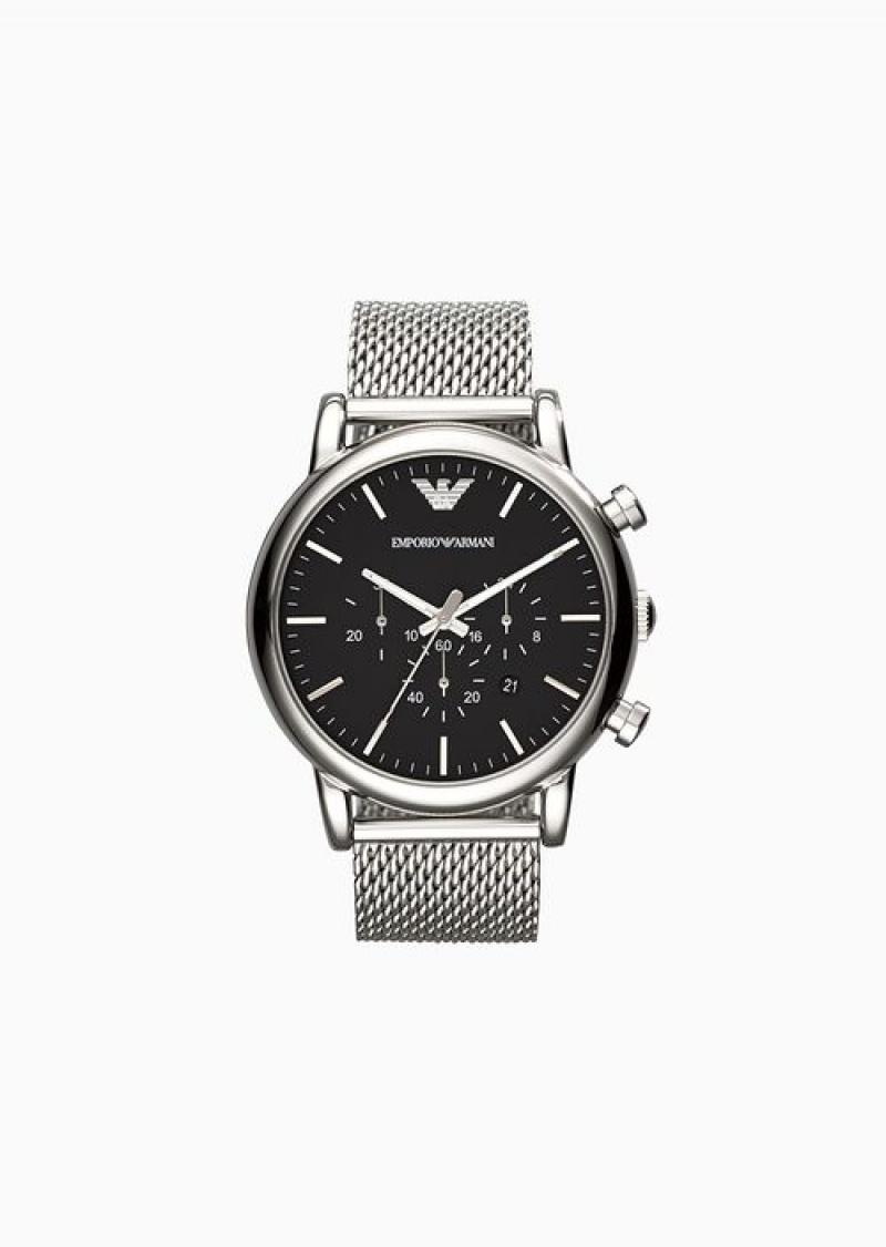 Silver Emporio Armani Chronograph Stainless Steel Watch | EA-SN59368