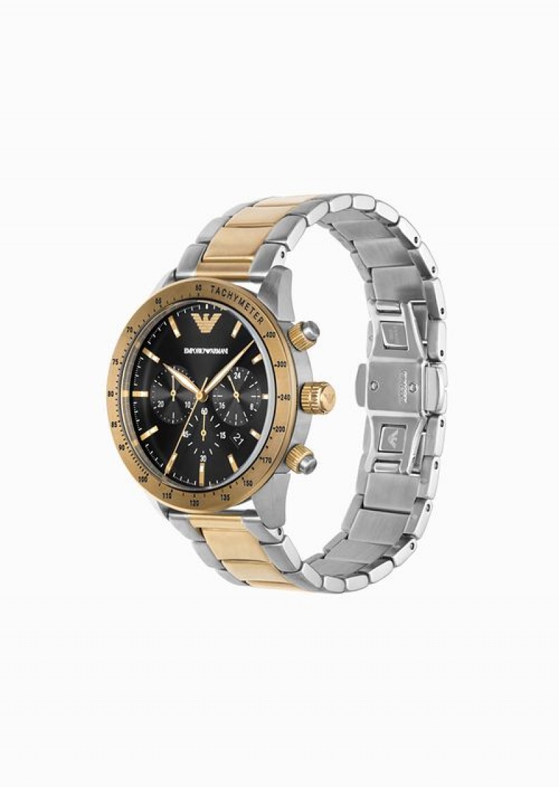 Silver Emporio Armani Chronograph Two-tone Stainless Steel Watch | EA-SN59364