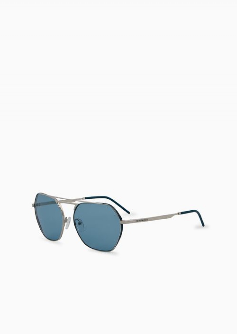 Silver Emporio Armani Irregular-shaped Women’s Sunglasses | EA-SN57735