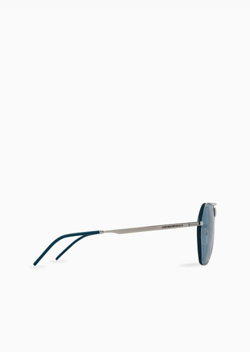 Silver Emporio Armani Irregular-shaped Women’s Sunglasses | EA-SN57735