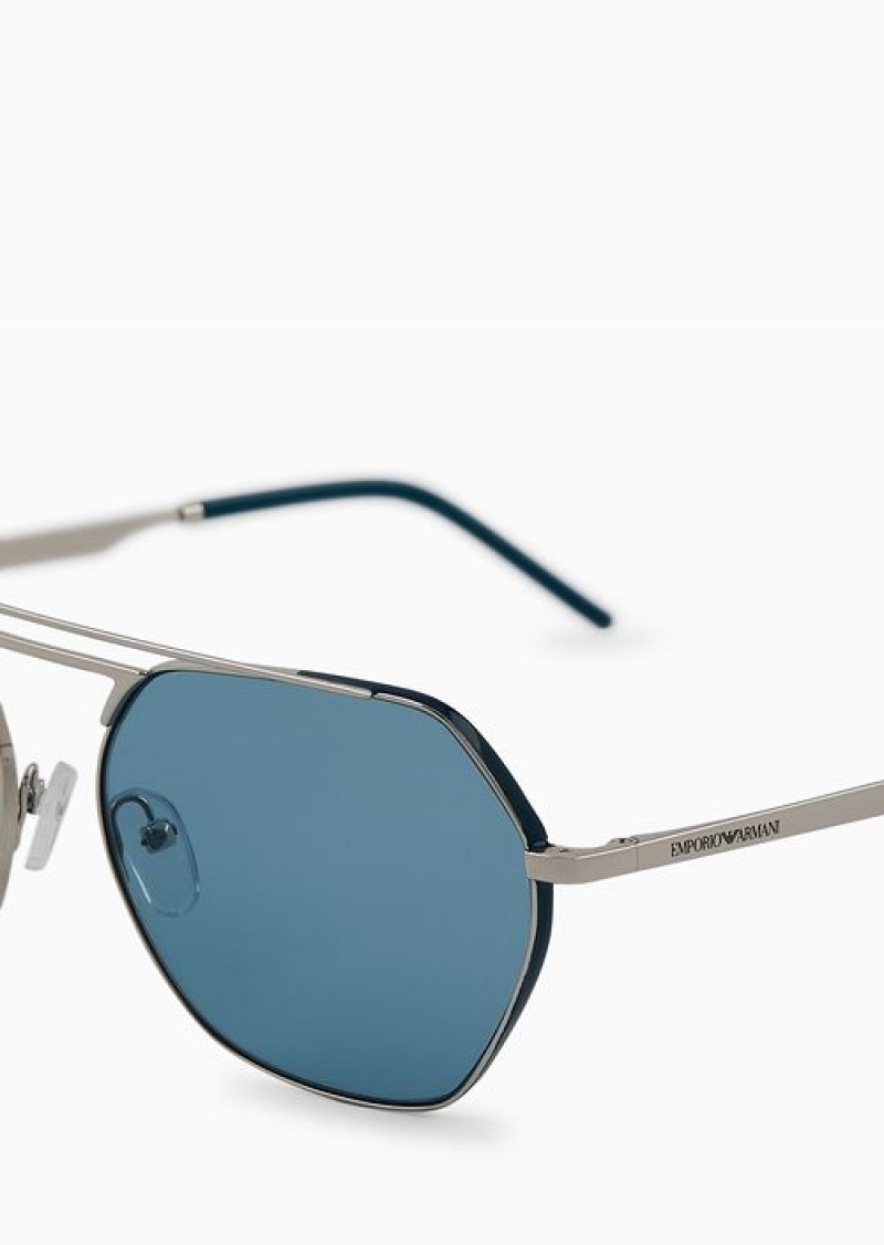 Silver Emporio Armani Irregular-shaped Women’s Sunglasses | EA-SN57735