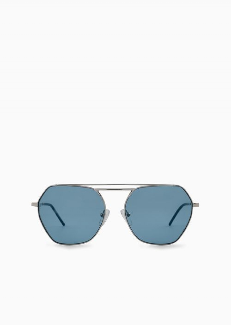 Silver Emporio Armani Irregular-shaped Women’s Sunglasses | EA-SN57735