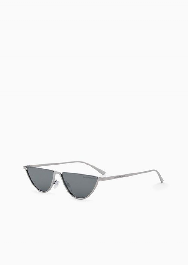 Silver Emporio Armani Men’s Oval Sunglasses | EA-SN59471