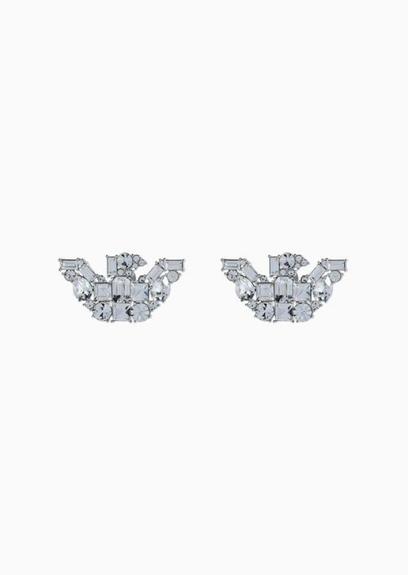 Silver Emporio Armani Silver-tone Brass Stud Earrings | EA-SN57522