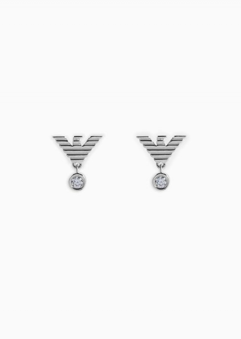 Silver Emporio Armani Sterling Silver Stud Earrings | EA-SN57552