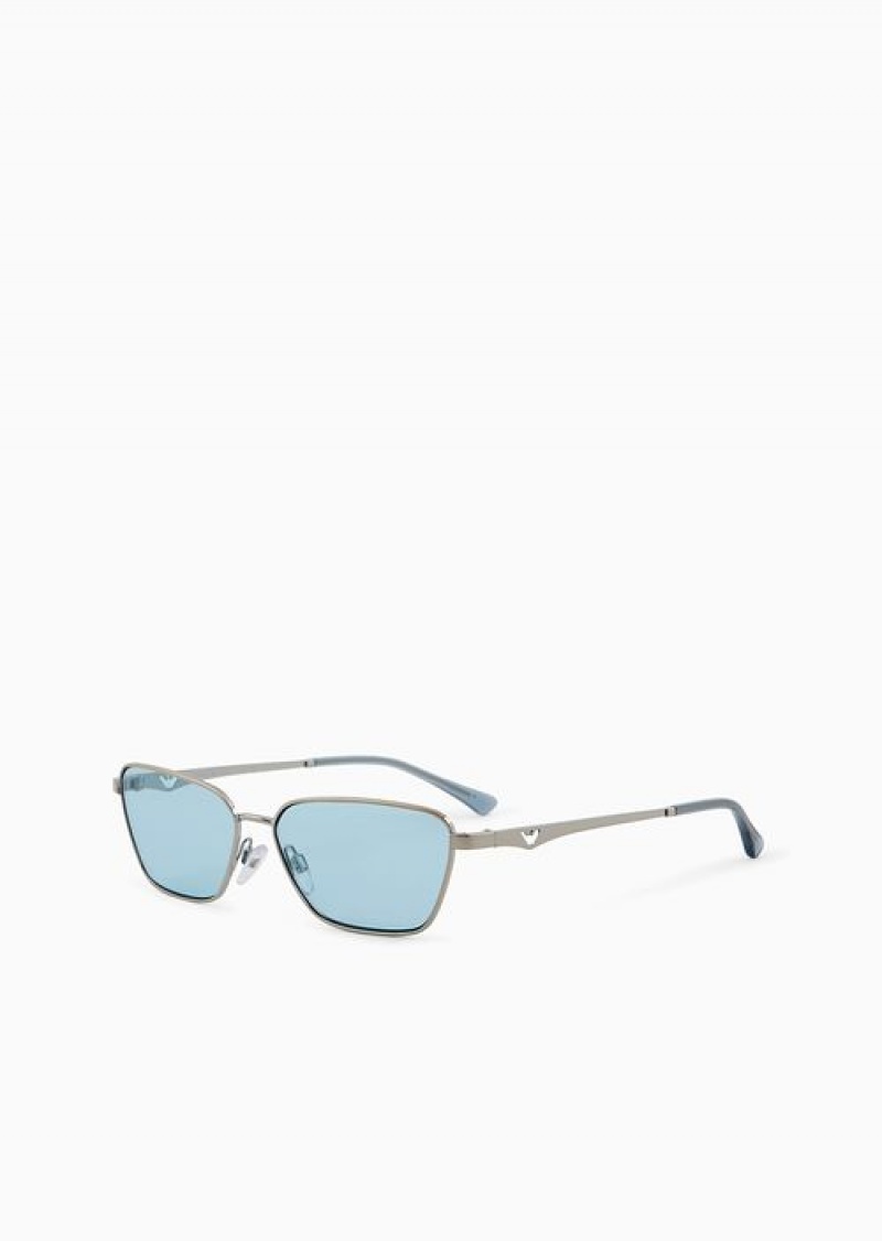 Silver Emporio Armani Women’s Pillow Glasses | EA-SN57741