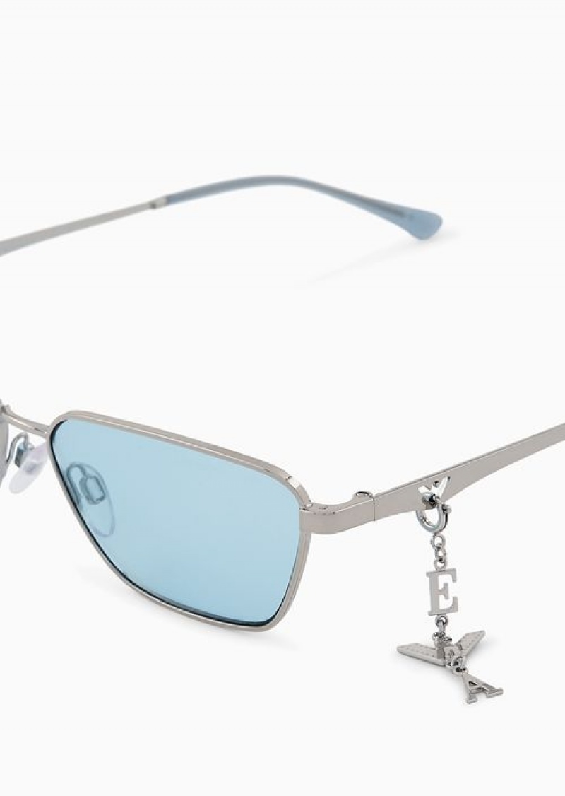 Silver Emporio Armani Women’s Pillow Glasses | EA-SN57741