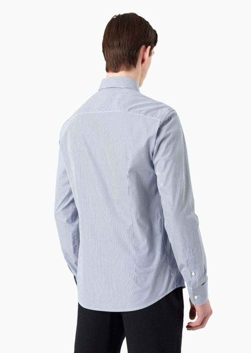 Striped Emporio Armani Micro-patterned Cotton Shirt | EA-SN57884