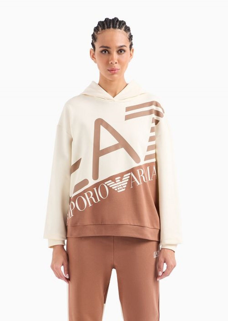 Two-tone Emporio Armani Logo Series Hooded Sweatshirt In Asv Organic Cotton | EA7-SN59592