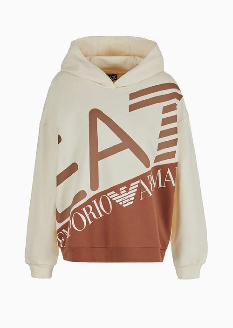 Two-tone Emporio Armani Logo Series Hooded Sweatshirt In Asv Organic Cotton | EA7-SN59592