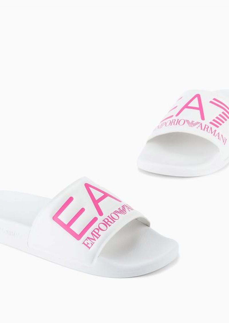 Two-tone Emporio Armani Sliders With Oversized Logo | EA7-SN59865