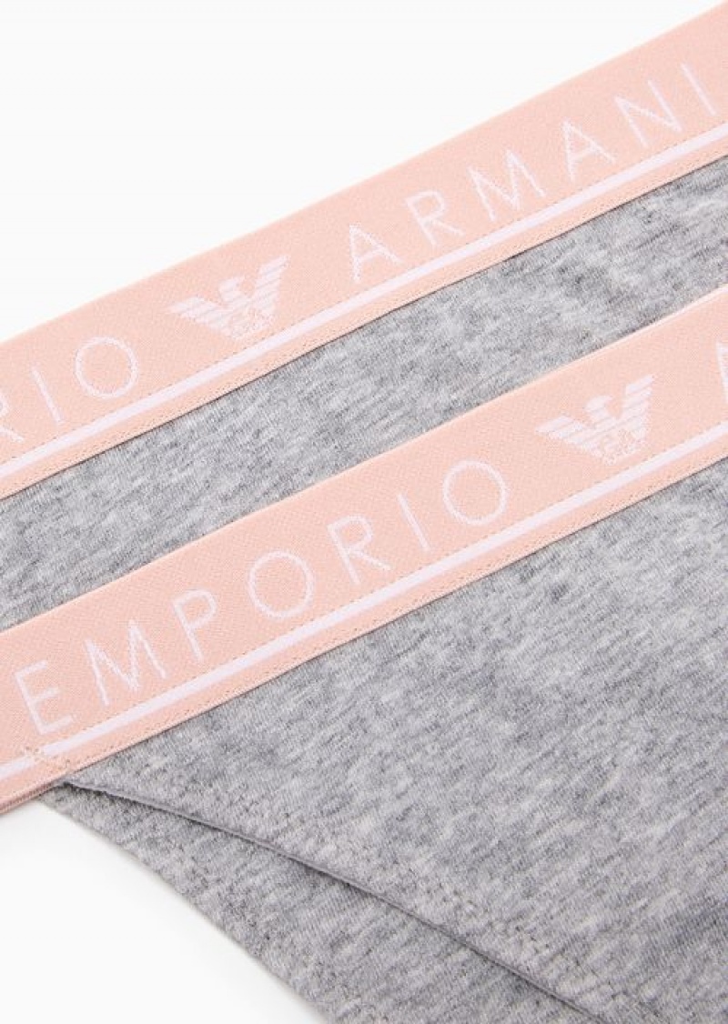 White Emporio Armani Armani Sustainability Values Two-pack Of Iconic Logo Band Organic Cotton Thongs | EA-SN56627