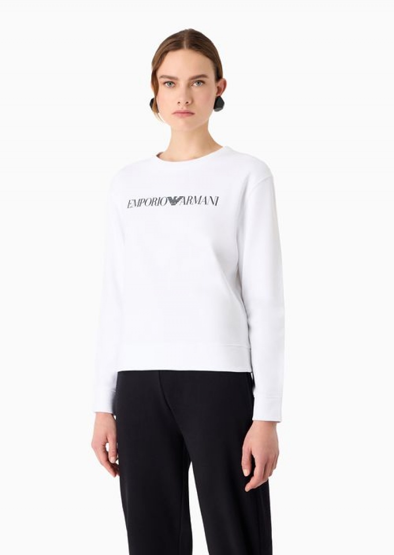 White Emporio Armani Armani Sustainability Values Organic Jersey Sweatshirt With Logo | EA-SN57000