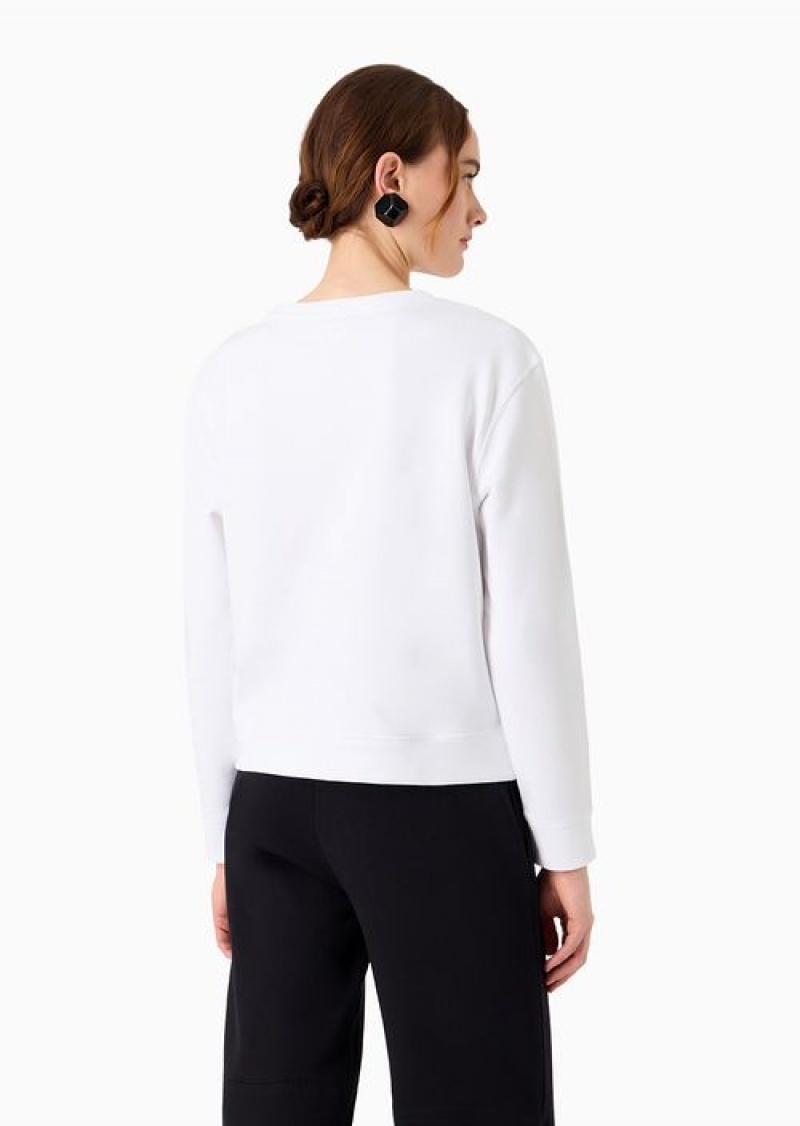 White Emporio Armani Armani Sustainability Values Organic Jersey Sweatshirt With Logo | EA-SN57000