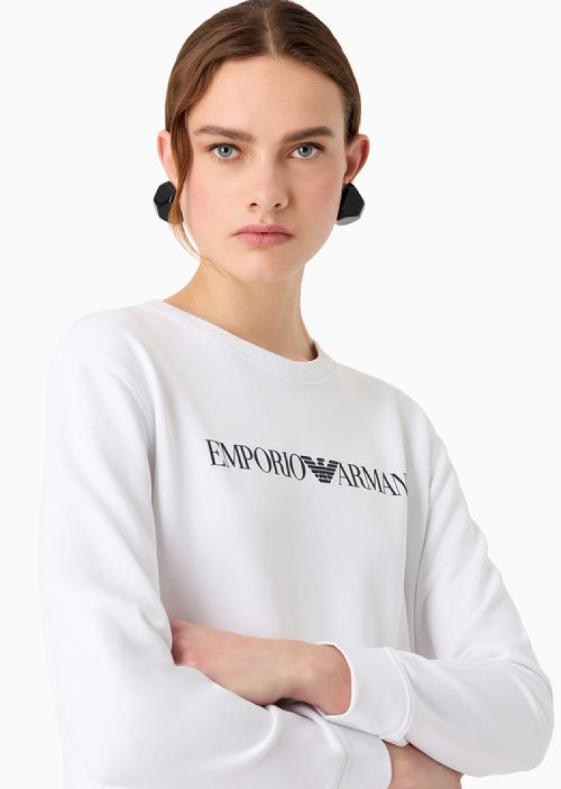 White Emporio Armani Armani Sustainability Values Organic Jersey Sweatshirt With Logo | EA-SN57000