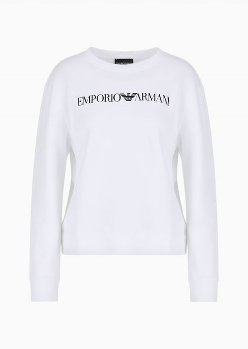 White Emporio Armani Armani Sustainability Values Organic Jersey Sweatshirt With Logo | EA-SN57000