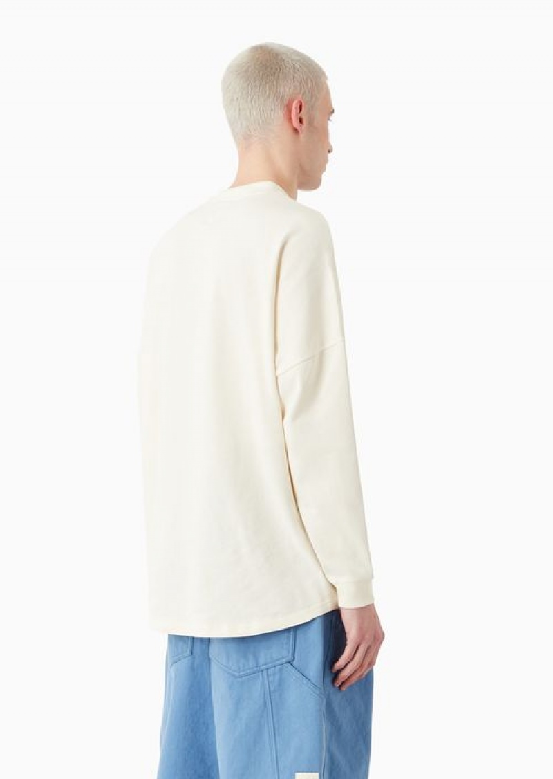 White Emporio Armani Asv Capsule American Organic Jersey Jumper With Print | EA-SN58666