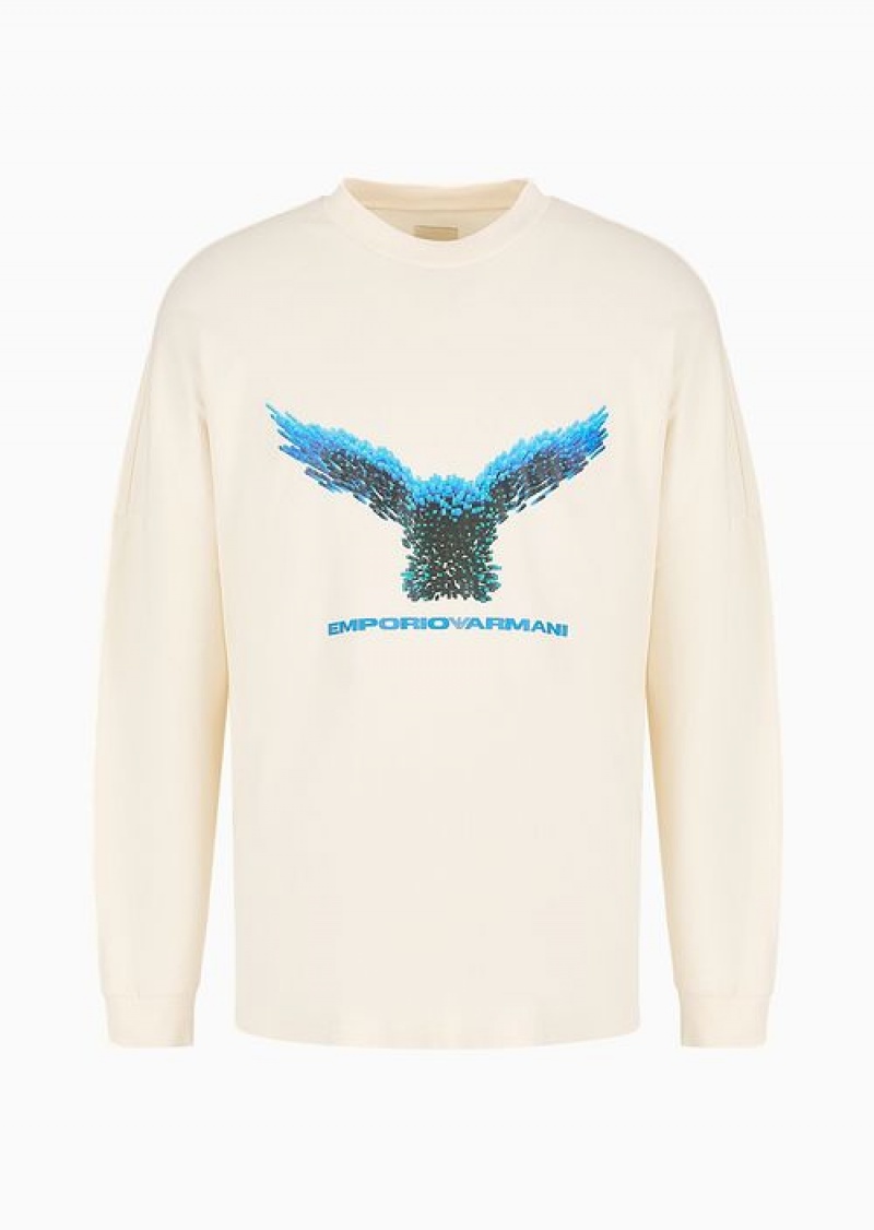 White Emporio Armani Asv Capsule American Organic Jersey Jumper With Print | EA-SN58666