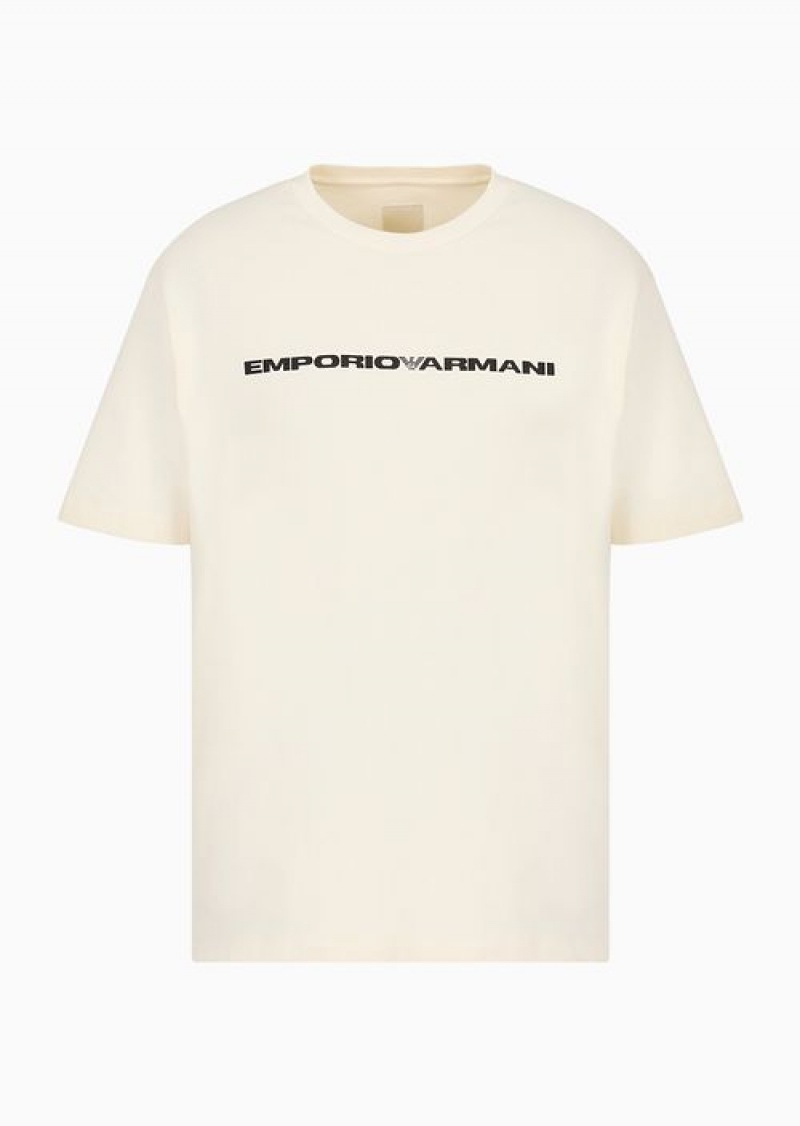 White Emporio Armani Asv Capsule American Organic Jersey T-shirt | EA-SN58743