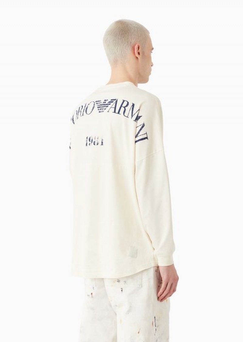 White Emporio Armani Asv Capsule Organic-jersey Jumper With Logo Print | EA-SN58753