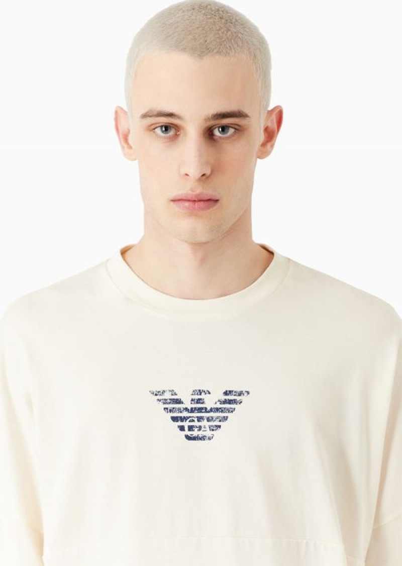 White Emporio Armani Asv Capsule Organic-jersey Jumper With Logo Print | EA-SN58753