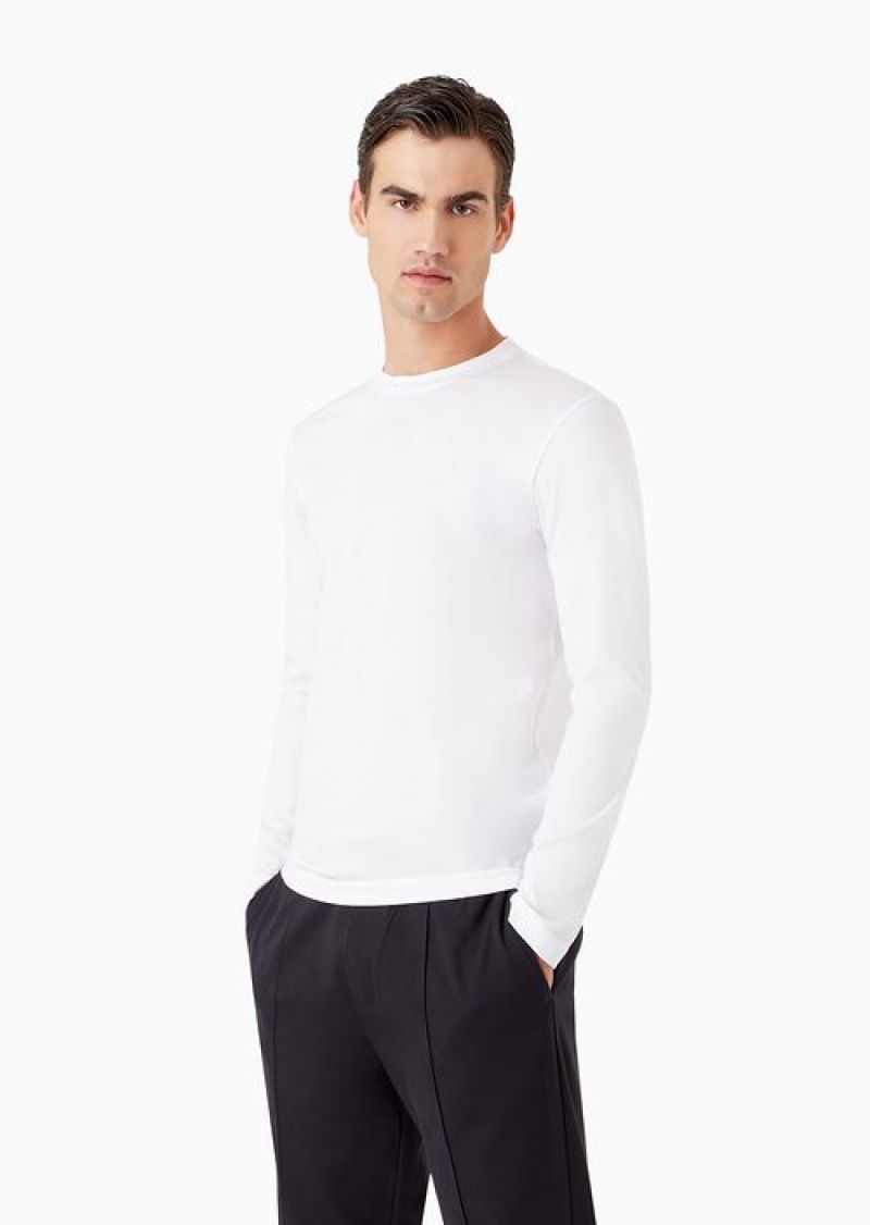 White Emporio Armani Asv Lyocell-blend Jersey Jumper | EA-SN58682