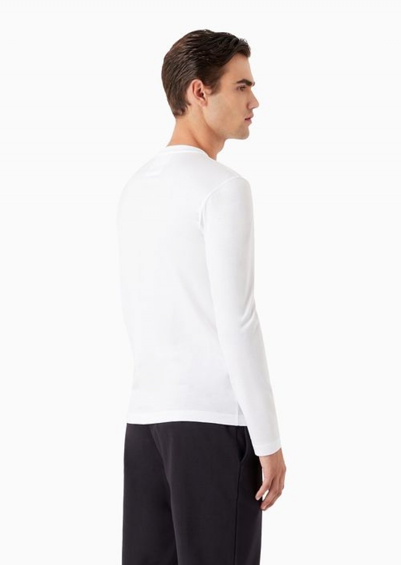 White Emporio Armani Asv Lyocell-blend Jersey Jumper | EA-SN58682