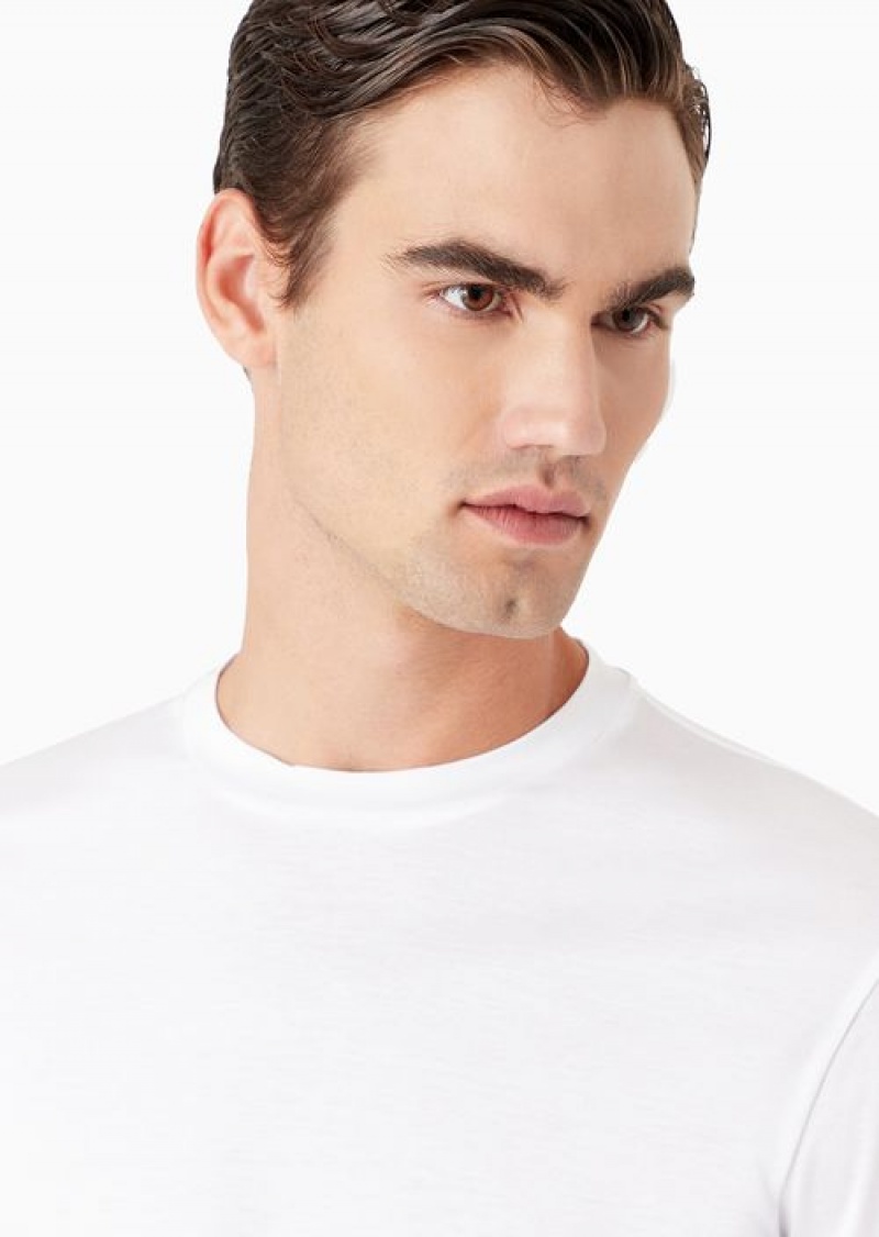 White Emporio Armani Asv Lyocell-blend Jersey Jumper | EA-SN58682