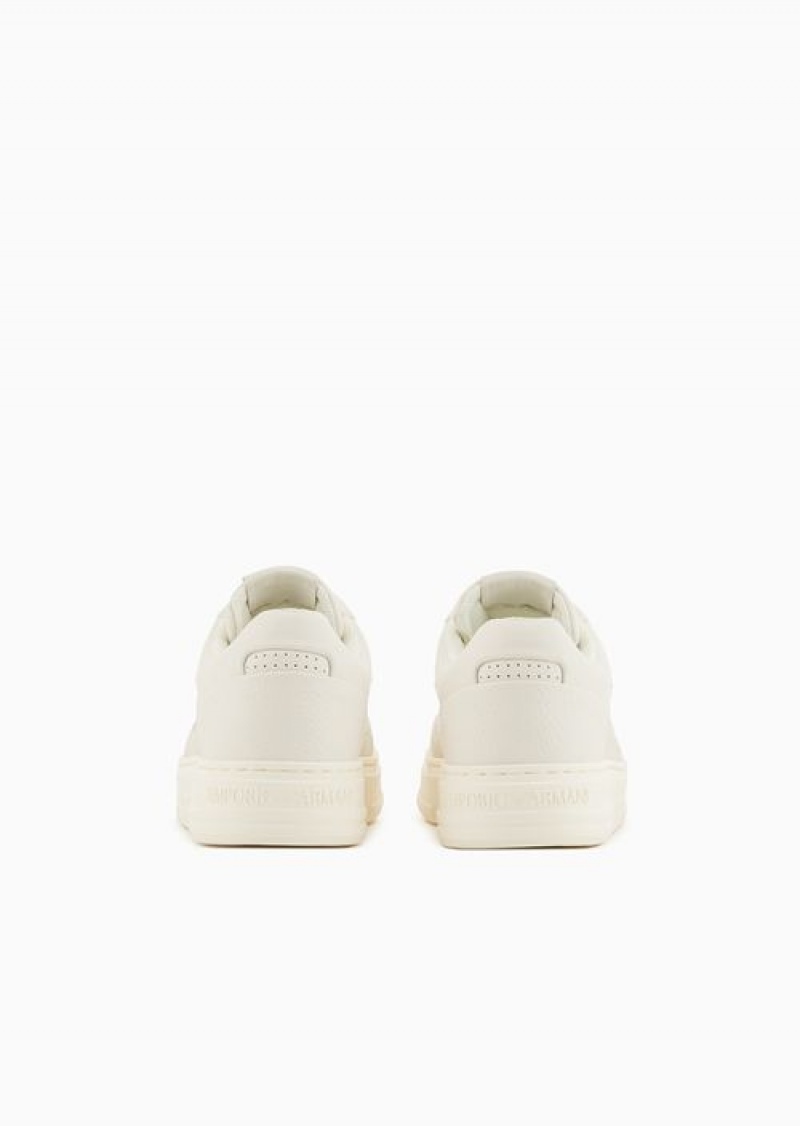 White Emporio Armani Asv Regenerated-leather Sneakers With Contrasting Details | EA-SN57228