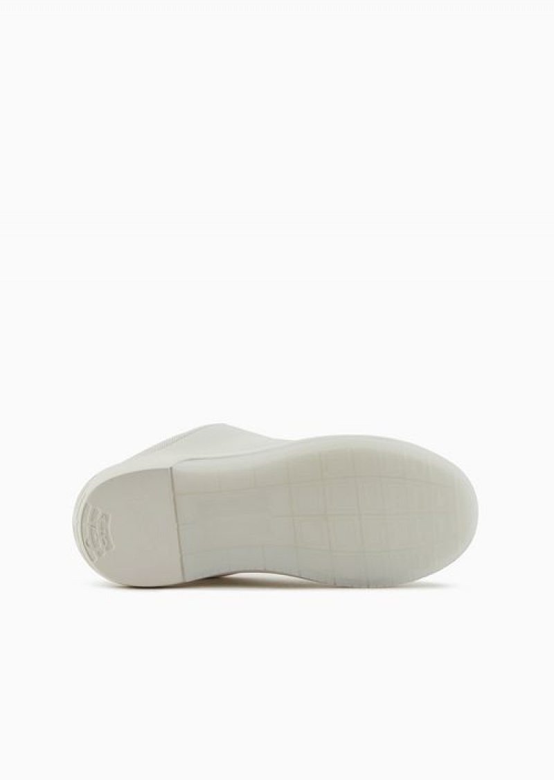 White Emporio Armani Chunky Leather Sneakers | EA-SN58910