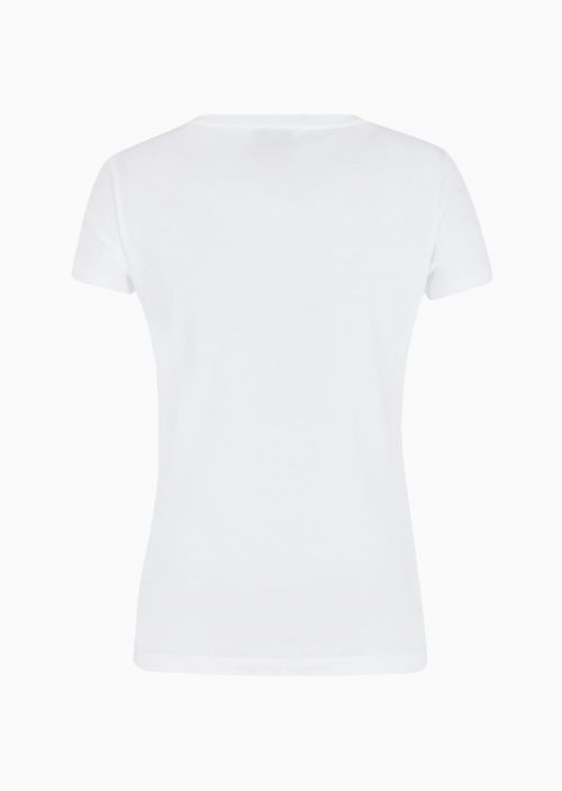 White Emporio Armani Cotton-blend Jersey Evolution T-shirt | EA7-SN59656