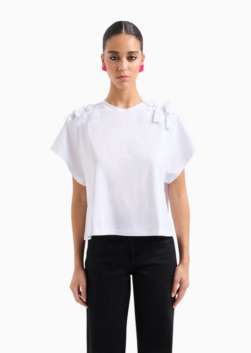 White Emporio Armani Cropped T-shirts | EA-SN57066